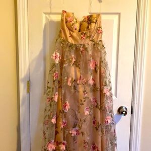 Small floral strapless maxi dress